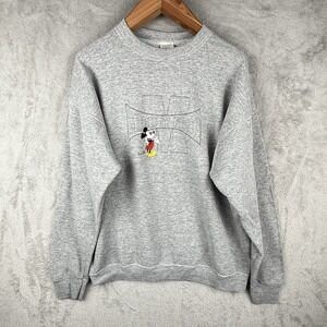 Mickey & Co Disney Sweatshirt Mens XL Gray Embroidered Logo Pullover VTG 90s USA